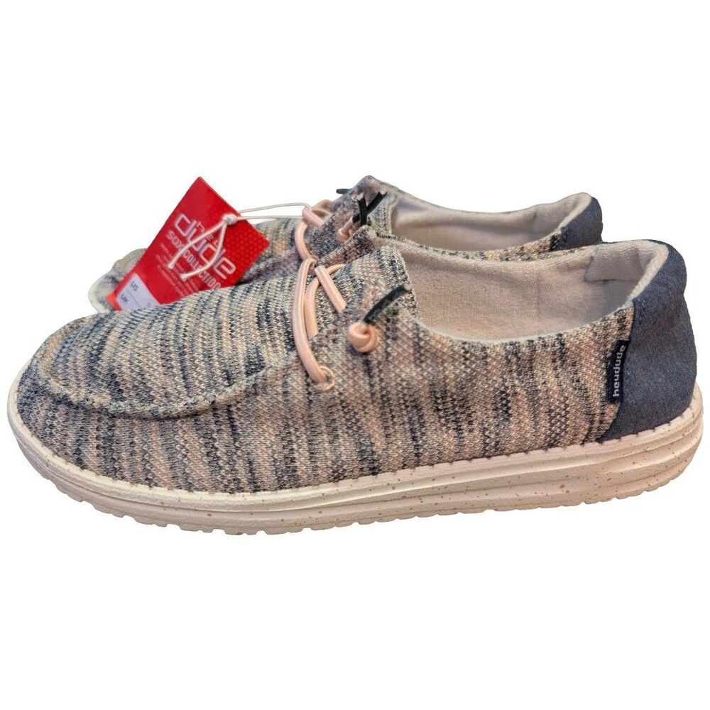 Hey Dude Wendy Sox Light Pink Blue Casual Slip On Loafers Womens Size 11 NWT